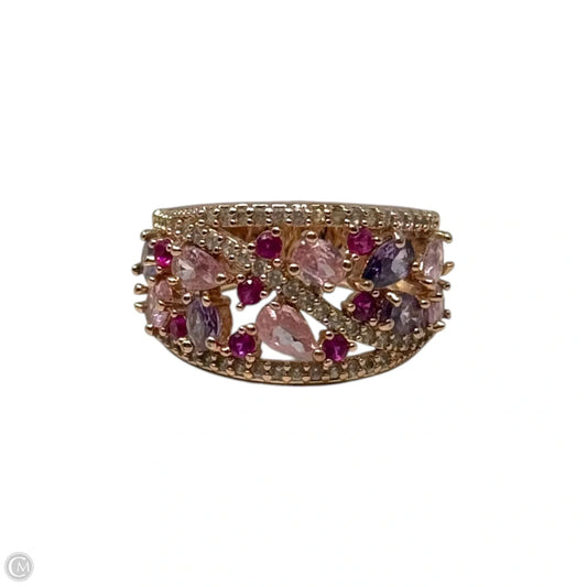 Rhinestone Rose Gold Ring Statement, Size: 6