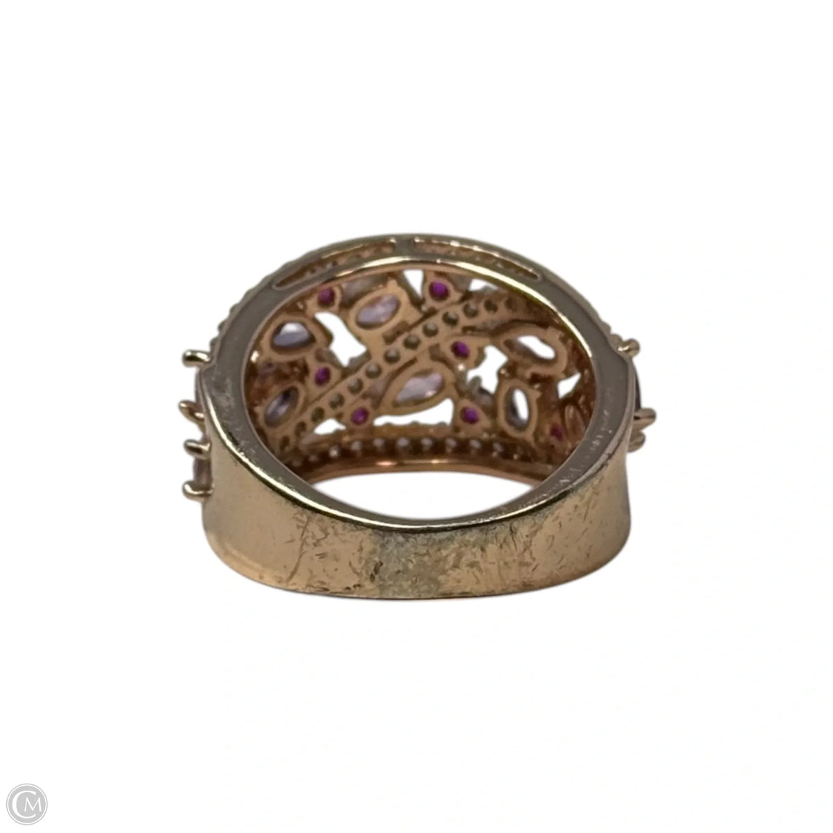Rhinestone Rose Gold Ring Statement, Size: 6