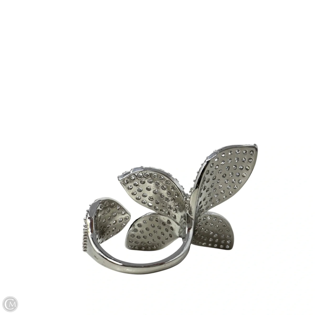 Pavé Cubic Zirconia Flower Open Ring, Size: 9