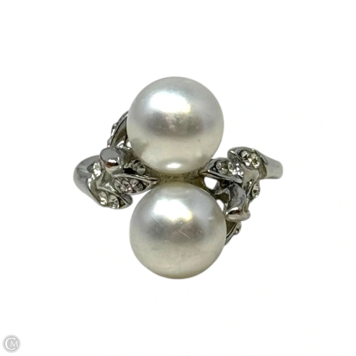 Two Faux Pearl Ring Statement, Size: 9.5