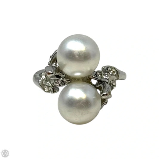 Two Faux Pearl Ring Statement, Size: 9.5