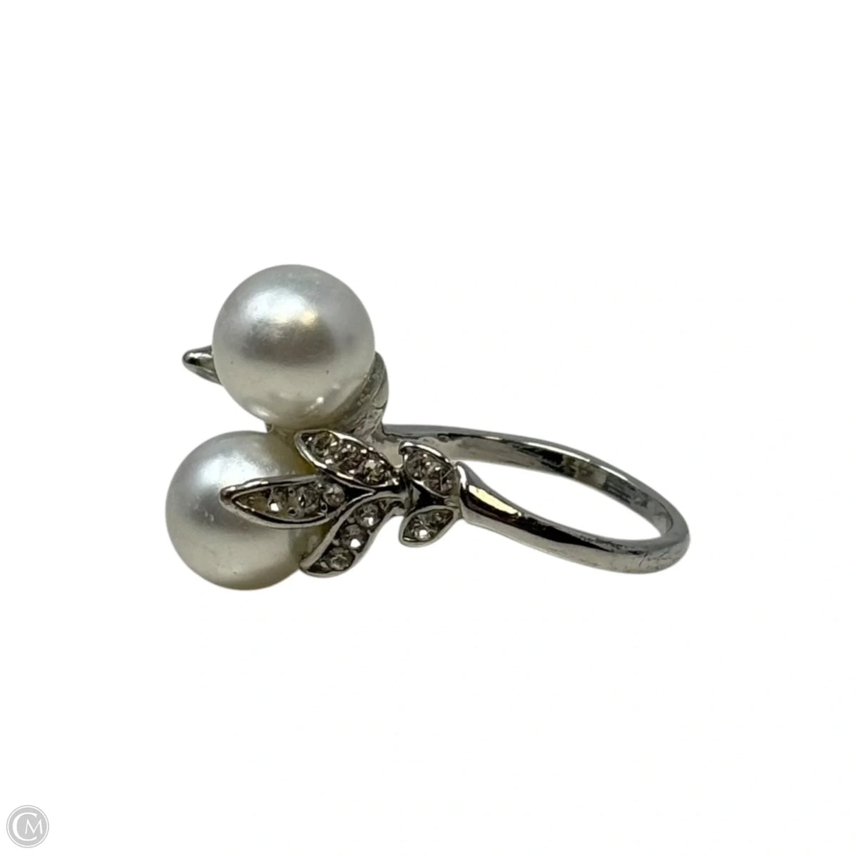 Two Faux Pearl Ring Statement, Size: 9.5