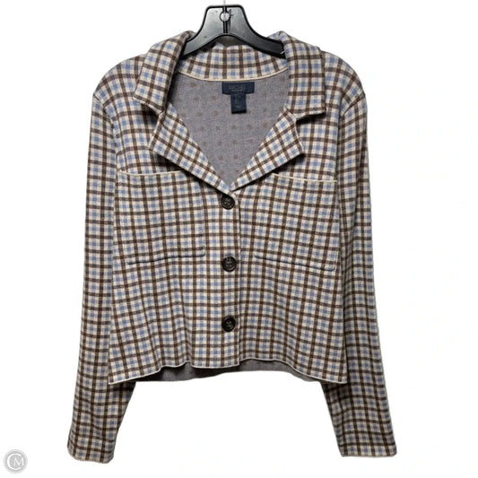 Knit Blazer By Rachel Roy In Plaid Pattern, Size: L