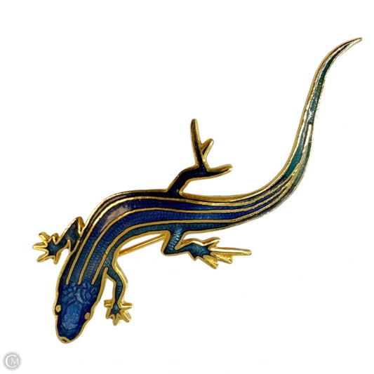 Vintage Collectible Blue Enamel Gecko Brooch Pin By William Spear