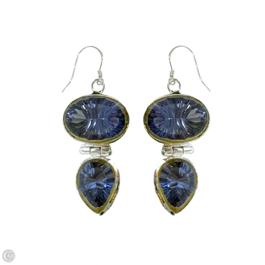 Blue Gem Hinged Dangle Earrings