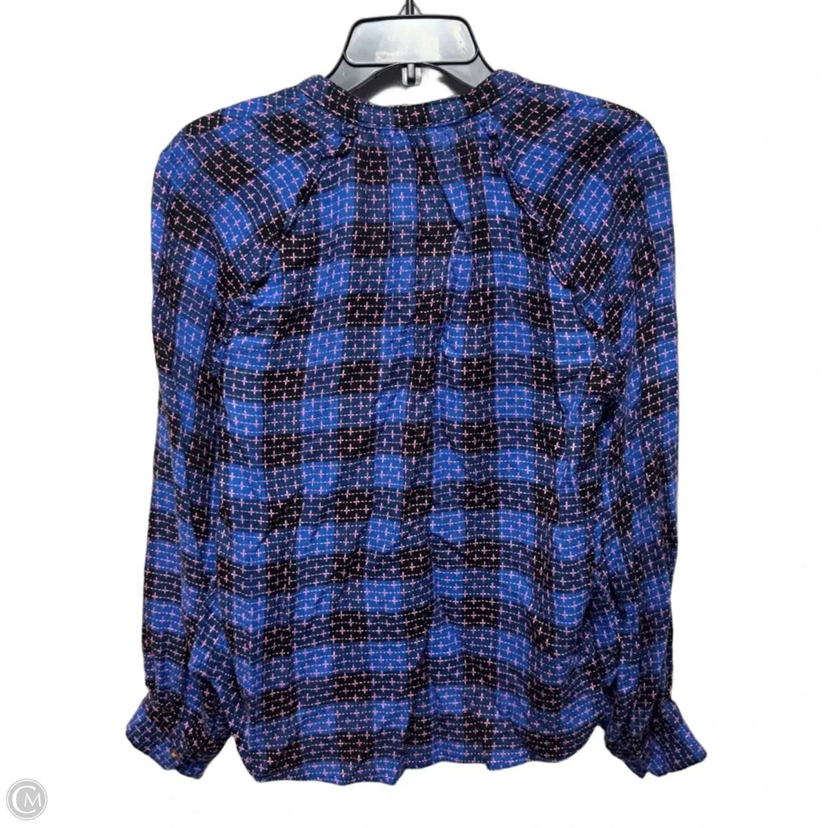 Embroidered Top Long Sleeve By Pilcro In Plaid Pattern, Size: M