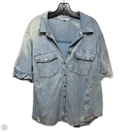 Distressed Top Short Sleeve By Jane And Delancey In Blue, Size: 3x
