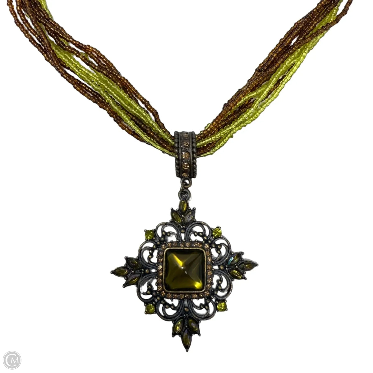 Multi-Strand Seed Bead & Pendant Statement Necklace
