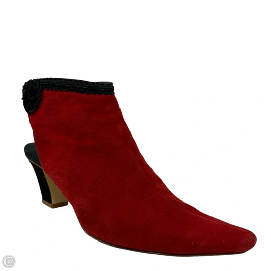 Vintage Y2K Open Back Pointed Toe Mule Booties By Olivia Rose Tal In Red, Size: 9