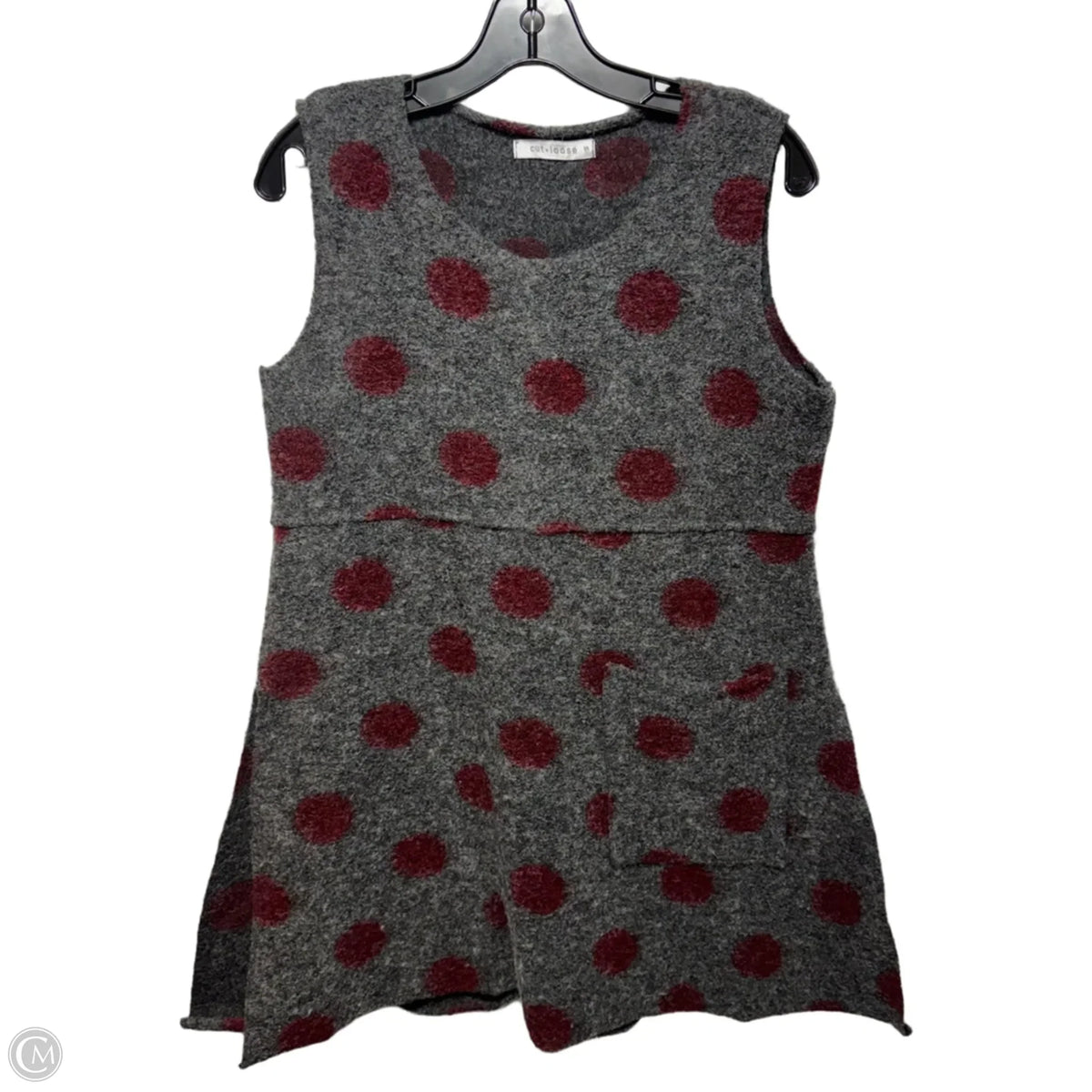 Wool Blend Tunic Sweater By Cut Loose In Polkadot Pattern, Size: S