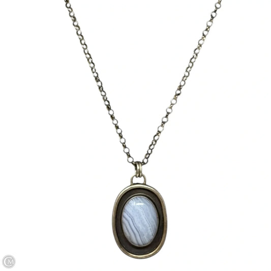 Sterling Silver & Blue Lace Agate Pendant Necklace
