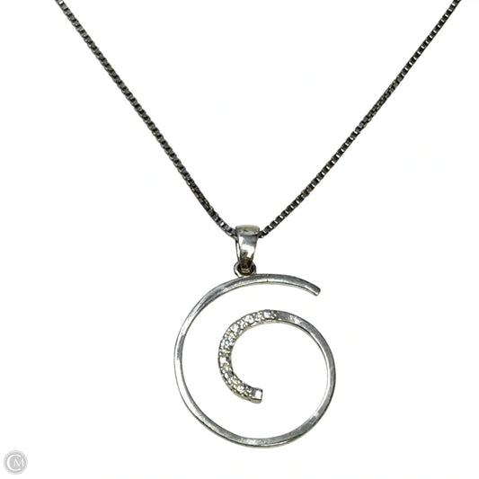 Sterling Silver Pavé Modern Swirl Pendant Necklace By LA