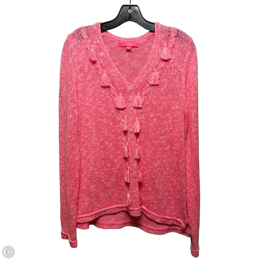 Sweater Designer By Lilly Pulitzer In Pink & White, Size: L