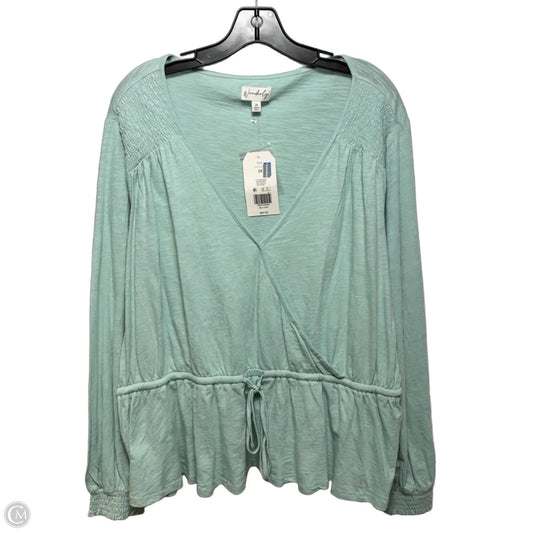 Top Long Sleeve By Wonderly In Green, Size: 2x