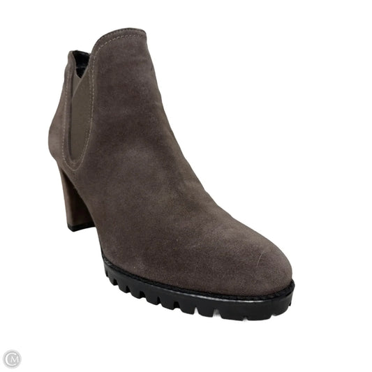 Jackson Suede Lug Sole Booties Designer By Stuart Weitzman In Taupe, Size: 9