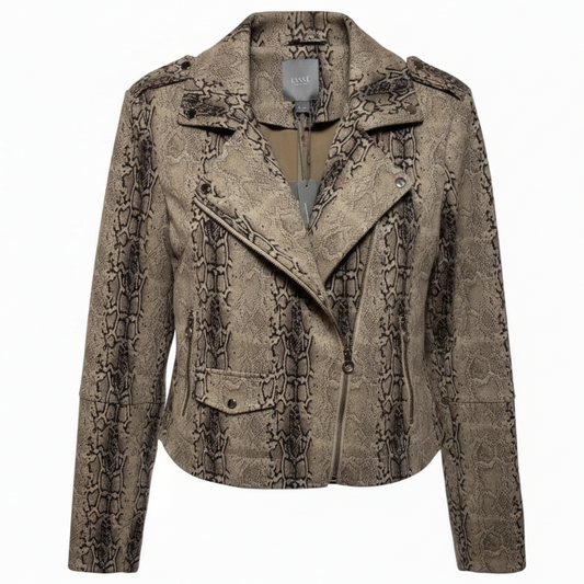 Vegan Suede Jacket Moto By Lysse In Snakeskin Print, Size: S