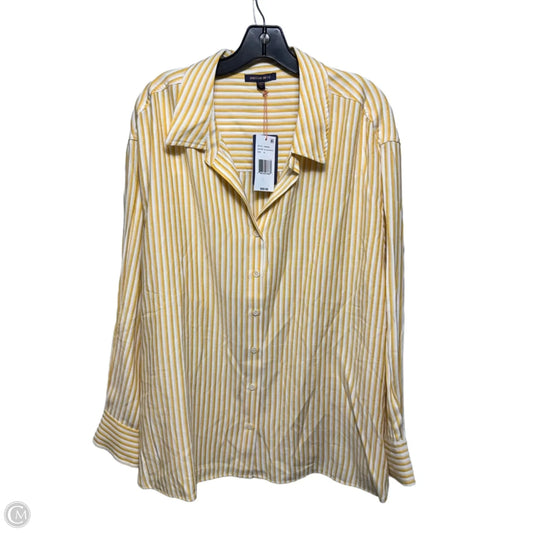 Top Long Sleeve By Skies Are Blue In Yellow-White Striped Pattern, Size: 2x