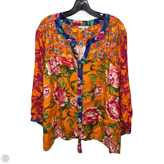 Island Dreaming Top Long Sleeve By John Mark In Multi-colored, Size: 2x