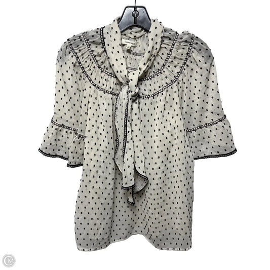 Top Short Sleeve By Max Studio In Black & Cream, Size: S