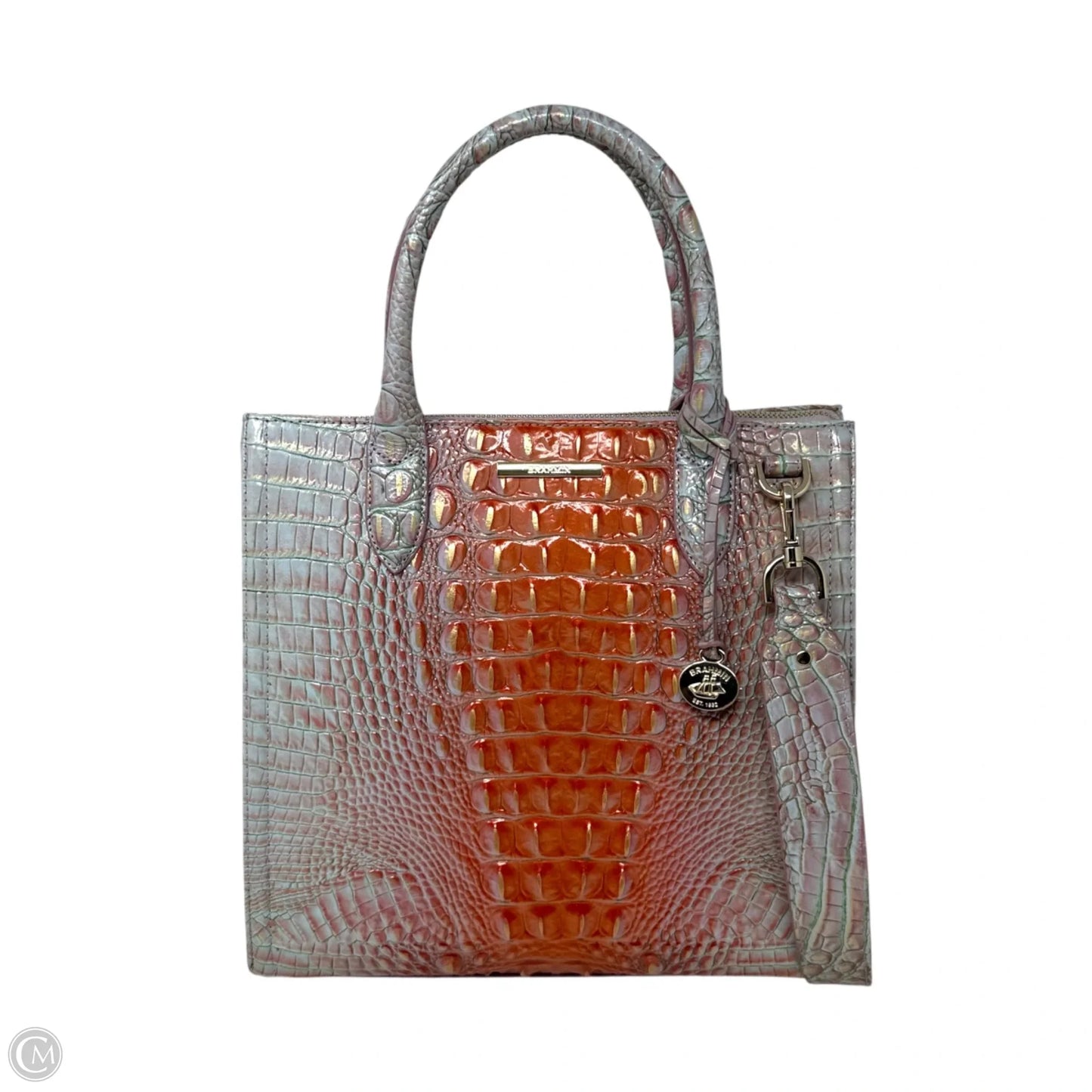 Caroline Flirty Ombré Melbourne Leather Satchel Designer By Brahmin, Size: Medium