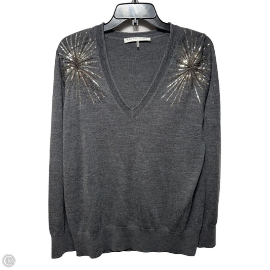 Embellished Merino Wool Sweater By Trina Turk In Grey, Size: L