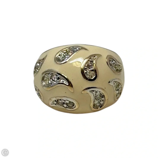 Paisley Enamel 18K Heavy Gold Electroplated Statement Ring,  Size: 5