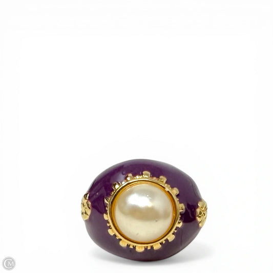 18k Gold Plated Enamel & Faux Pearl Statement Ring By Joan Rivers, Size: 5