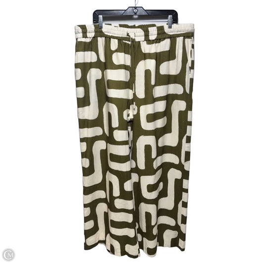 Printed Wide Leg Pants By Crosby In Green & White, Size: Xxl