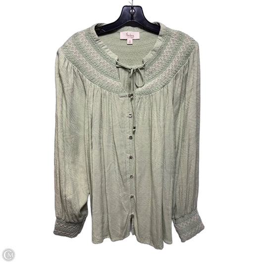 Top Long Sleeve By Nurture In Citrus Mint, Size: 3x