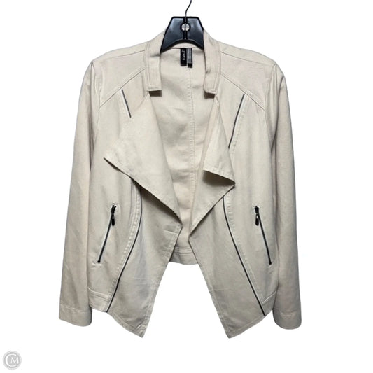 Faux Suede Jacket Moto By Ravel In Cream, Size: M