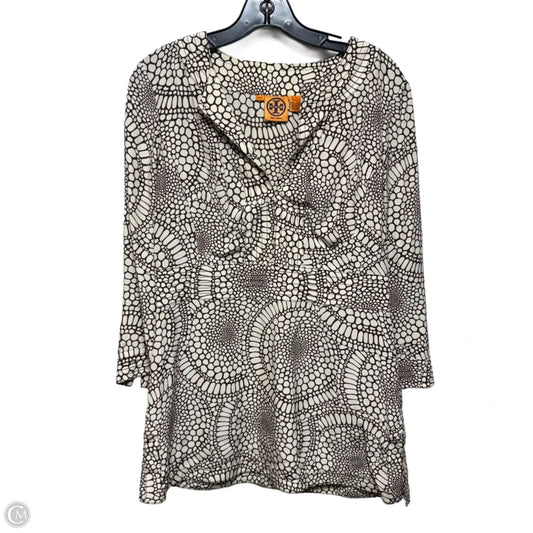 Silk Tunic Designer By Tory Burch In Brown & Cream, Size: 10