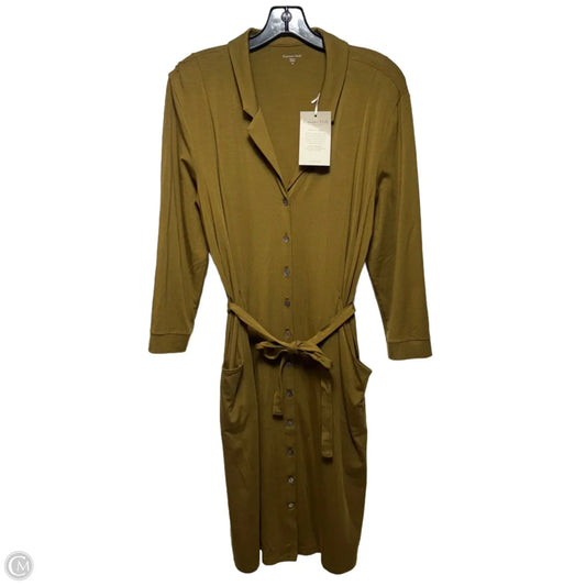 Belted Tencel Dress Casual Midi By Garnet Hill In Green, Size: M