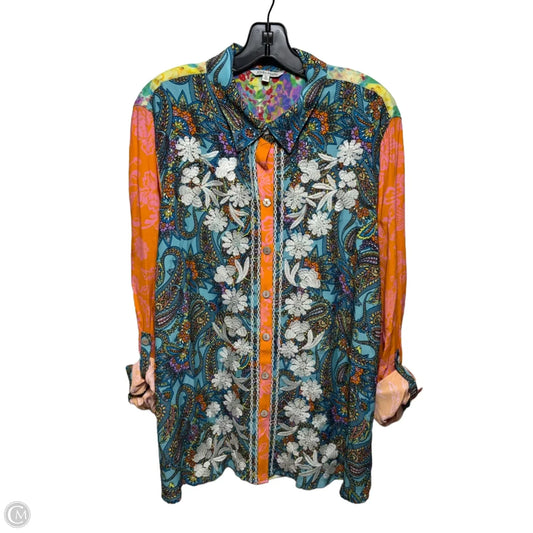 Spring Fling Tunic Long Sleeve By John Mark In Multi-colored, Size: Xl