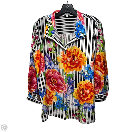 High Contrast Top Long Sleeve By John Mark In Multi-colored, Size: L