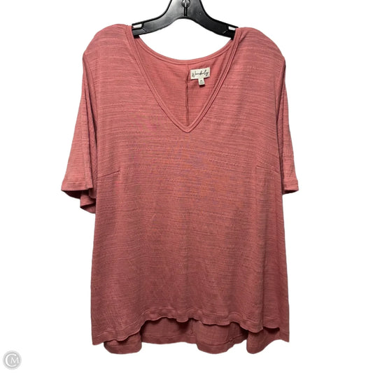Top Short Sleeve By Wonderly In Pink, Size: 2x