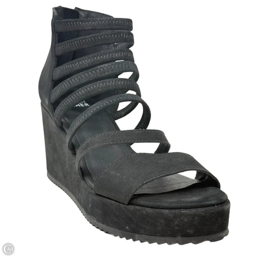 Wavey Platform Wedge Banded Sandals By Eileen Fisher In Black, Size: 7.5