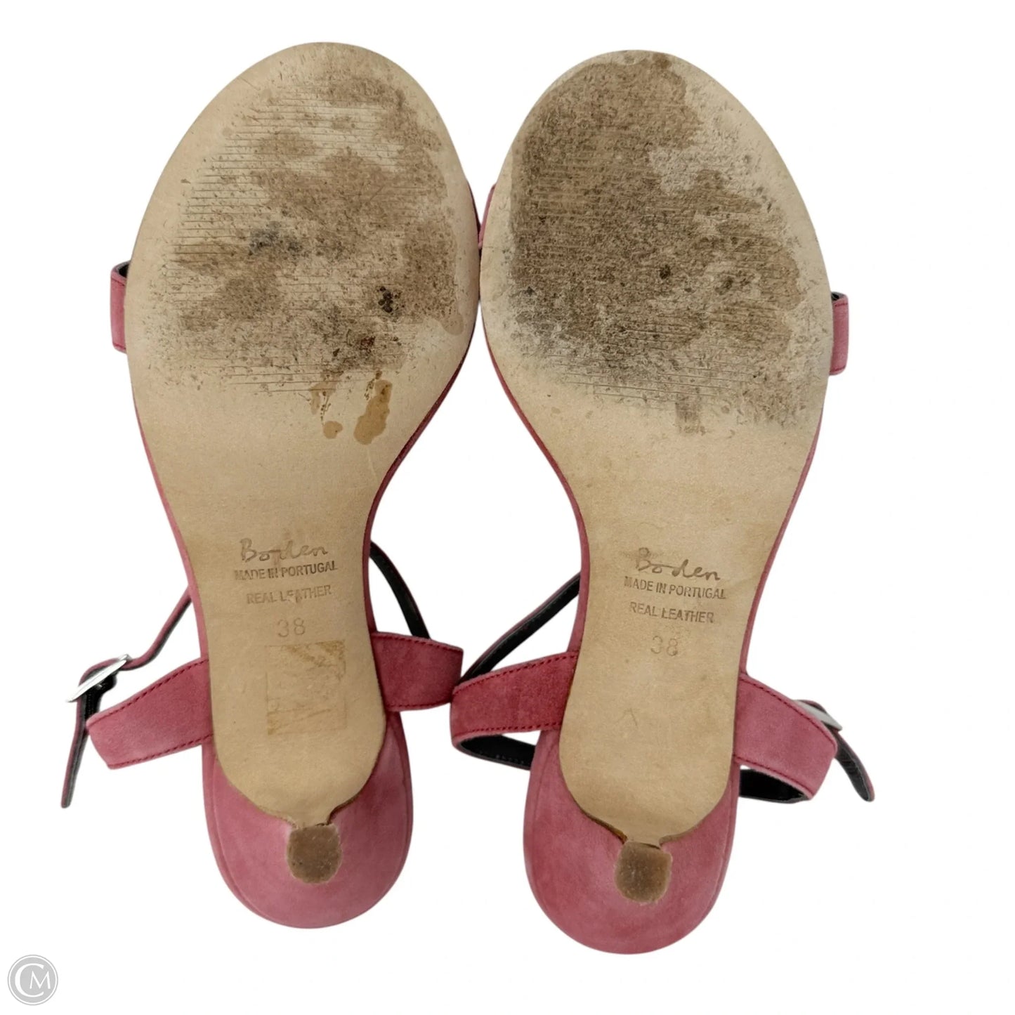 Suede Ruffle T Strap Sandals By Boden In Pink, Size: 8