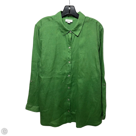 Linen Top Long Sleeve By J. Jill In Green, Size: XL