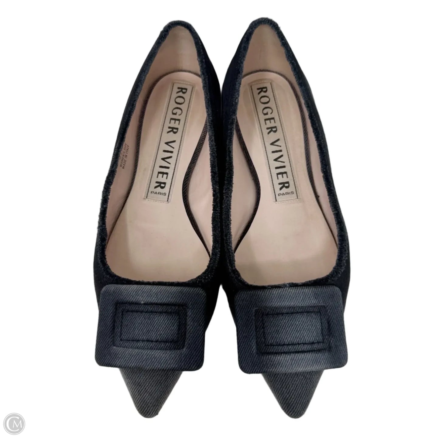 Gommettine Denim Ballet Flats Designer By Roger Vivier In Grey, Size: 7.5 (37.5)