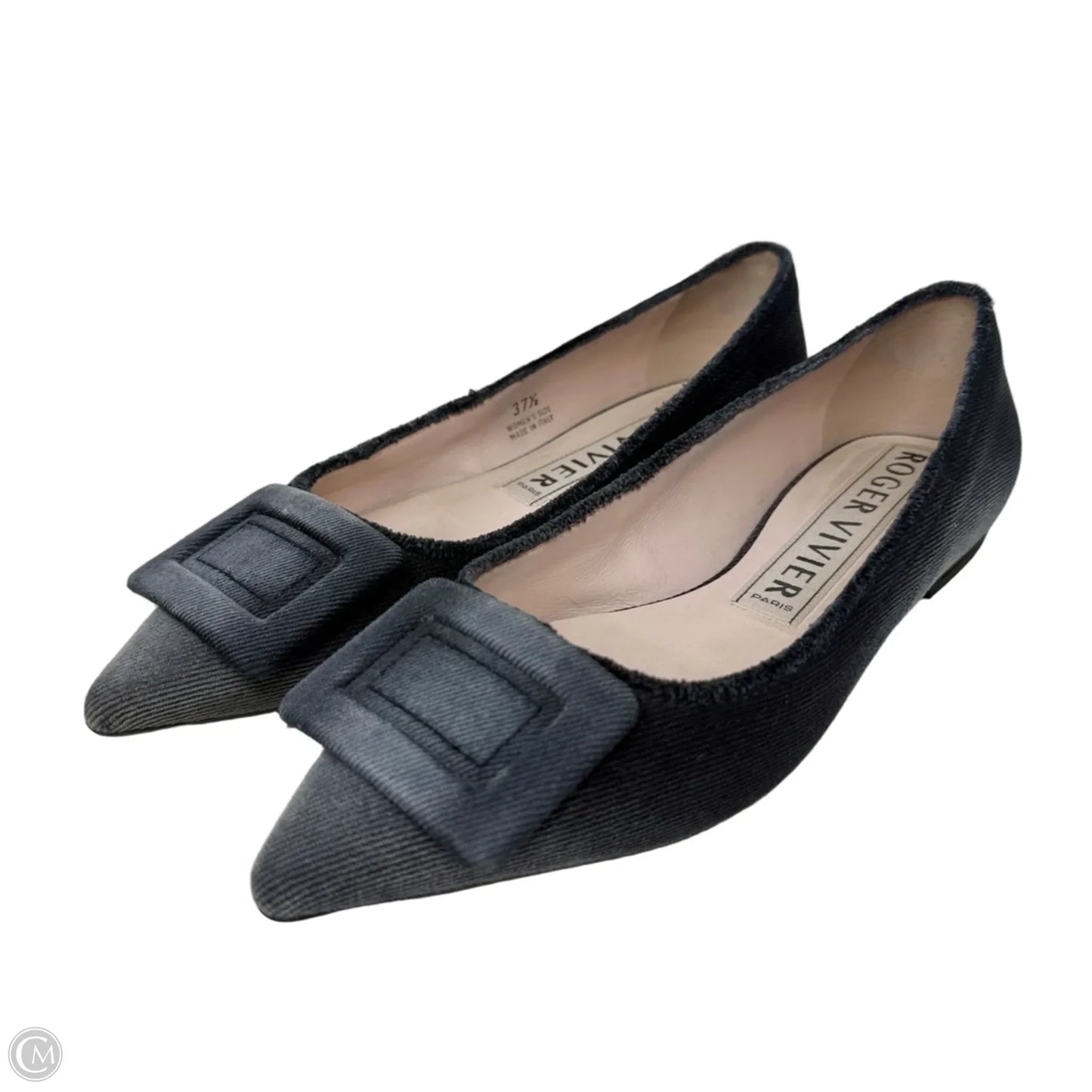 Gommettine Denim Ballet Flats Designer By Roger Vivier In Grey, Size: 7.5 (37.5)