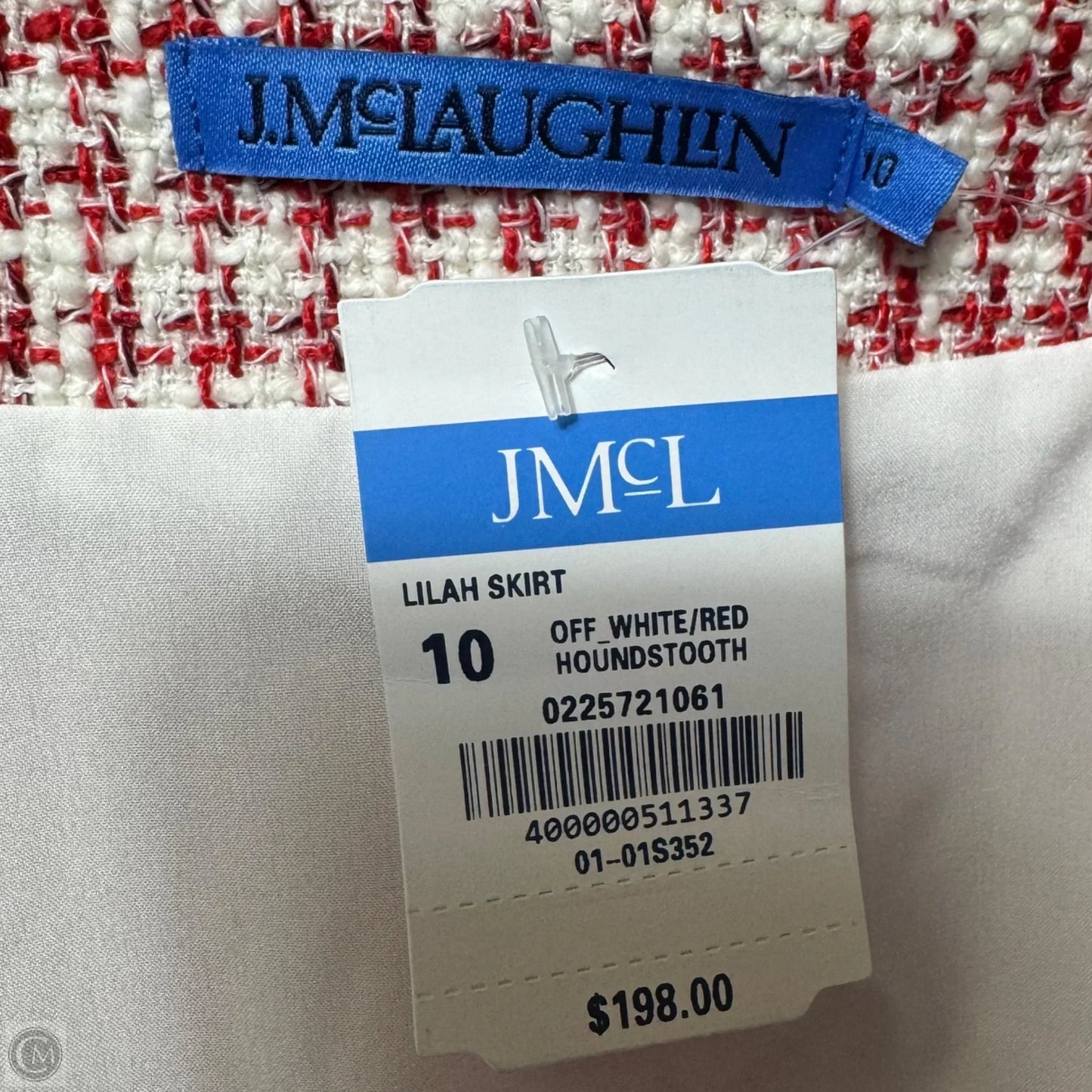 Lilah Skirt Midi By J Mclaughlin In Off White/Red Houndstoth, Size: 10