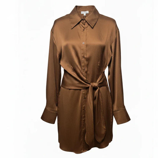 Mina Crepe Dress Casual Short By Gianni Bini In Bronze, Size: S