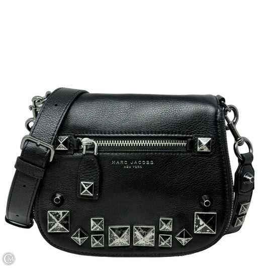 Recruit Chipped Studs Grained Leather Saddlebag Luxury Designer By Marc Jacobs, Size: Medium