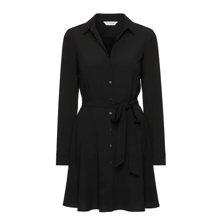 Mini Shirt Dress In Matte Jersey By J. Crew In Black, Size: L