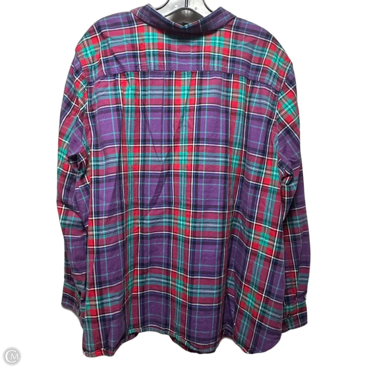 Top Long Sleeve By Lauren By Ralph Lauren In Plaid Pattern, Size: 3x