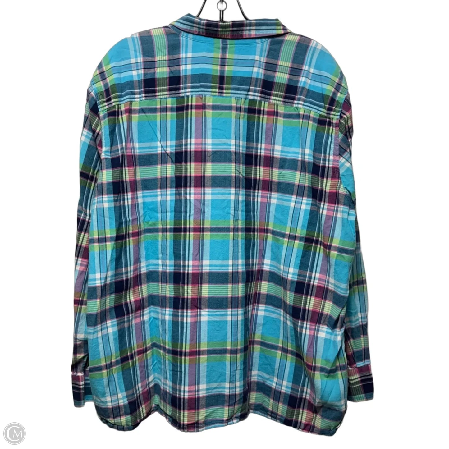 Top Long Sleeve By Lauren By Ralph Lauren In Plaid Pattern, Size: 3x