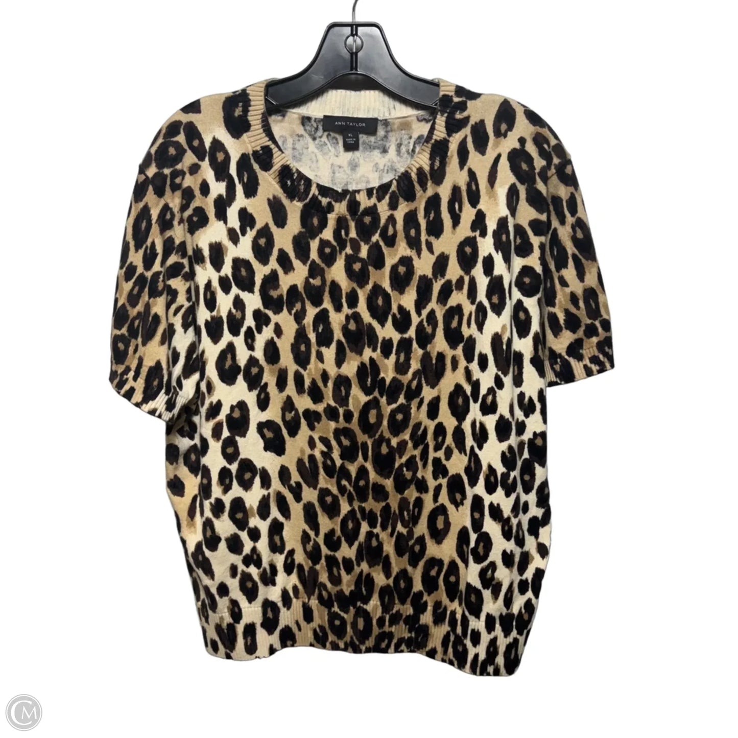 Sweater Short Sleeve By Ann Taylor In Animal Print, Size: Xl