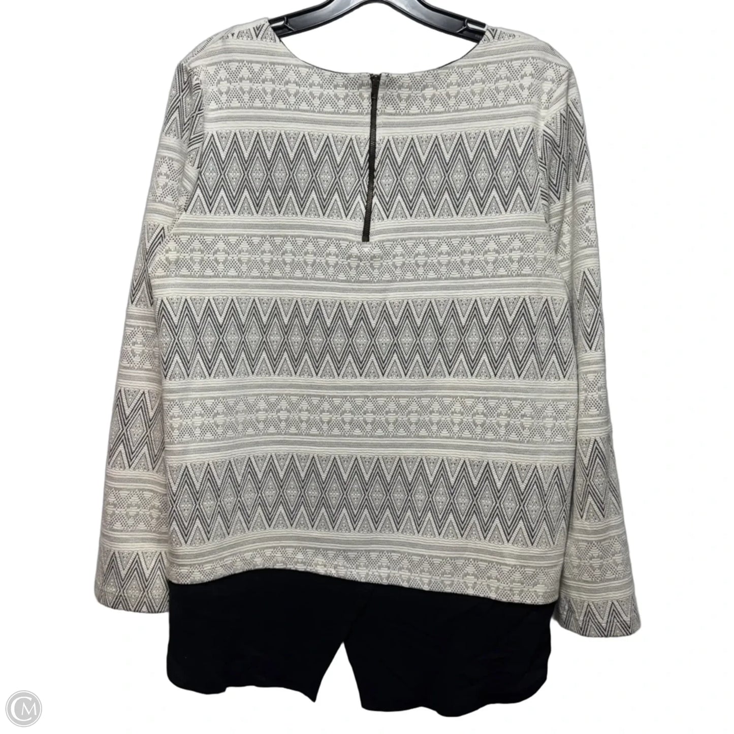 Top Long Sleeve By Pleione In Black & Cream, Size: M