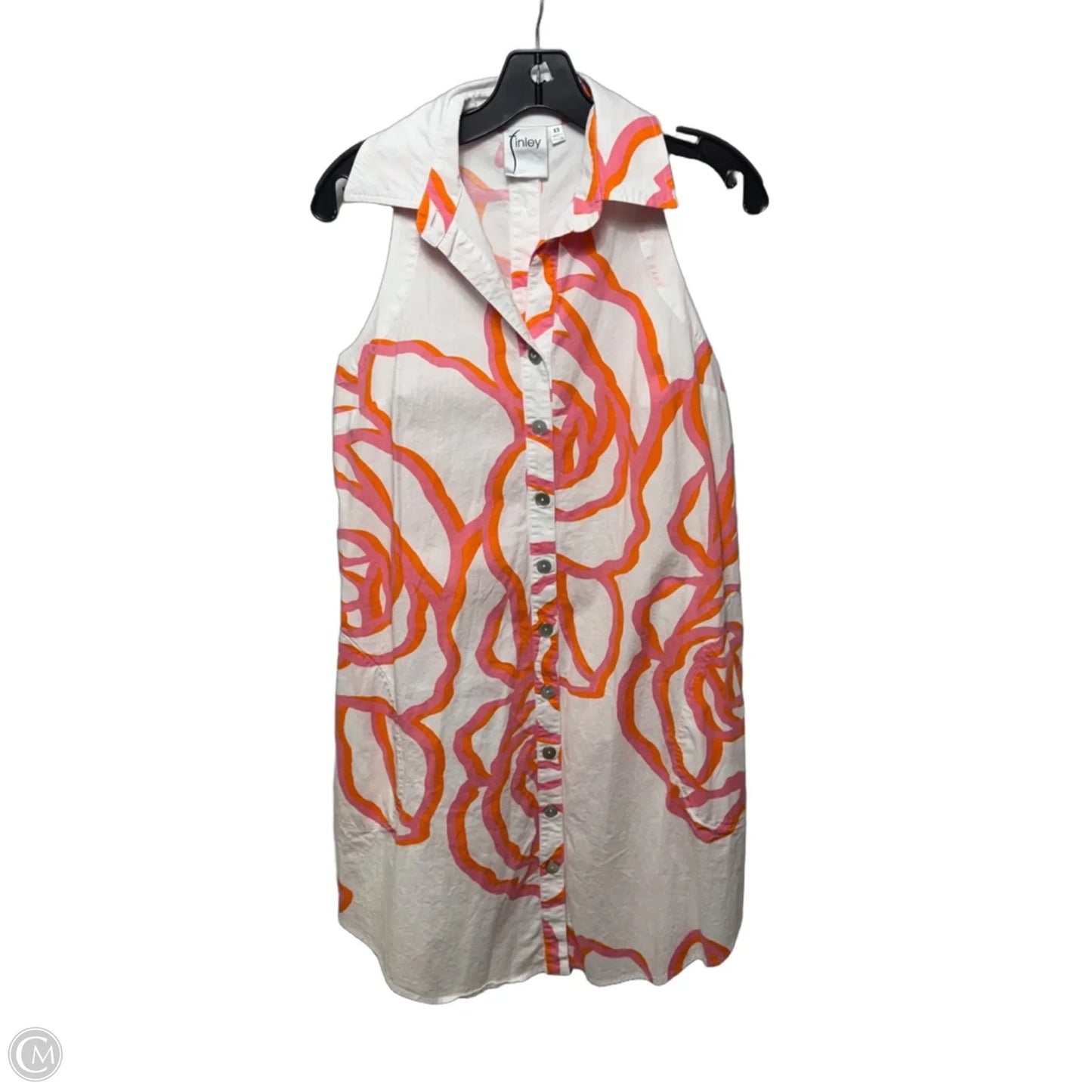 Dress Casual Midi By Finely In Pink & White, Size: Xs