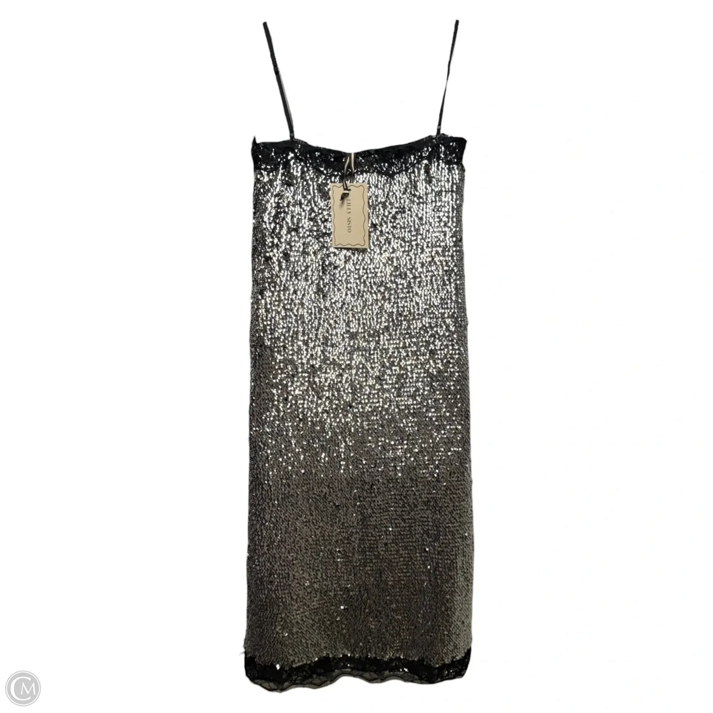 Allegra Sequin Lace Trim Dress Party Midi By Lilly Sisto x Gianni Bini In Silver, Size: 8